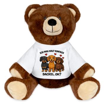 Motif comique de teckel avec cœur et dictons amusants - Nounours RecycelBär® marron - blanc - Devant