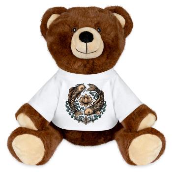 Tatouage d’harmonie du cercle de koi et lotus - Nounours RecycelBär® marron - blanc - Devant