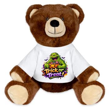 schleimmonster-trick-or-treat - MiniFeet® RecycelBär® Braun - Weiß - Vorne