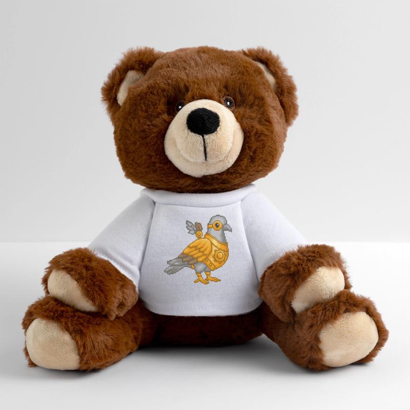 Steampunk Pigeon in Pixel Armor MiniFeet® RecycelBär® Teddy Bear Brown