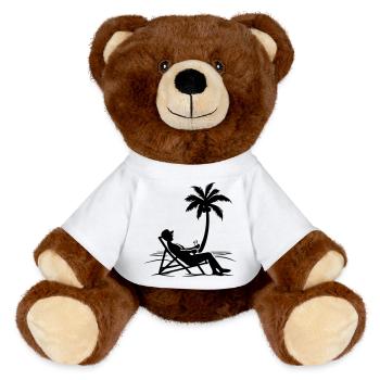 Sommer Relaxen Urlaub - MiniFeet® RecycelBär® Braun - Weiß - Vorne