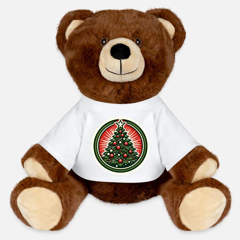 Christmas Tree Badge - MiniFeet® RecycelBär® Teddy Bear Brown - white