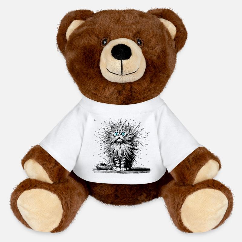 Cat Funny - MiniFeet® RecycelBär® Teddy Bear Brown - white
