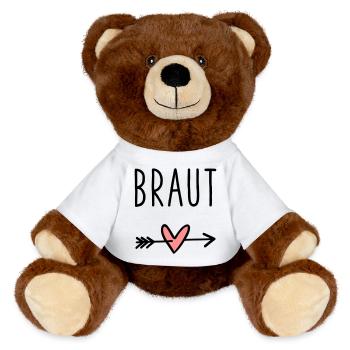 Bride's heart cupid arrow bachelor party - MiniFeet® RecycelBär® Teddy Bear Brown - white - Front