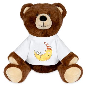 Chat dans la lune je rêve je cadeau de bonne nuit - Nounours RecycelBär® marron - blanc - Devant