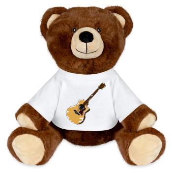Rustic Acoustic Guitar Illustration - MiniFeet® RecycelBär® Teddy Bear Brown - white - Front