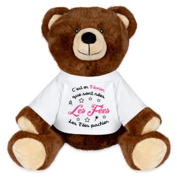 Fée / Fille / Reine / Naissance / Bébé / Février - MiniFeet® RecycelBär® Teddy Bear Brown - white - Front