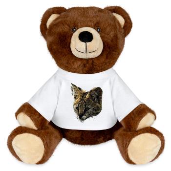 Toile Serval, grands félins, motifs animaliers - Nounours RecycelBär® marron - blanc - Devant