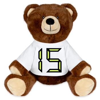 15 ANS. 15. 15e ANNIVERSAIRE. ANNIVERSAIRE 15 ANS. - Nounours RecycelBär® marron - blanc - Devant