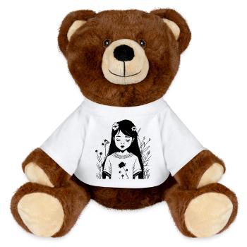 Abstract Cosmic Wave Pattern Tee - MiniFeet® RecycelBär® Teddy Bear Brown - white - Front