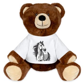 Horse, Horse Fan, Horse Riding - MiniFeet® RecycelBär® Teddy Bear Brown - white - Front