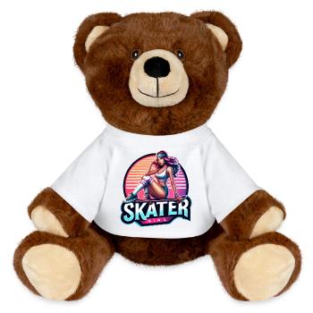 Retro Skate Mädchen Illustration - MiniFeet® RecycelBär® Braun - Weiß - Vorne