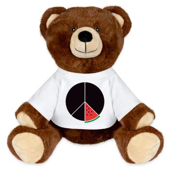 Gaza Peace - MiniFeet® RecycelBär® Teddy Bear Brown - white - Front