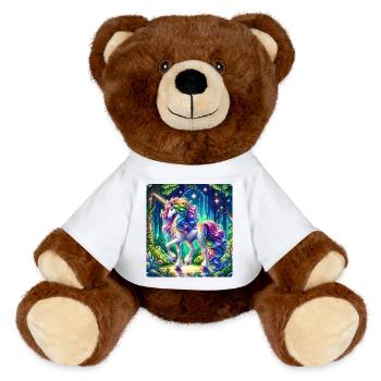 Fantaisie Licorne Chevaux Fans Licorne Amoureux - Nounours RecycelBär® marron - blanc - Devant