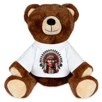 Amérindien Peau rouge d’Amérique - Nounours RecycelBär® marron - blanc - Devant