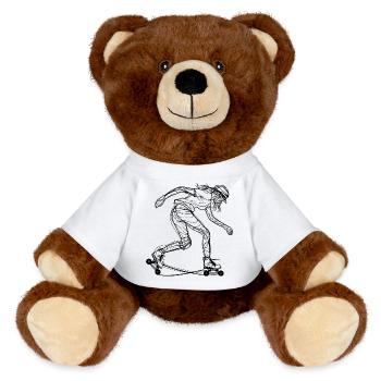 Rollschuhläuferin Zeichnung - MiniFeet® RecycelBär® Braun - Weiß - Vorne