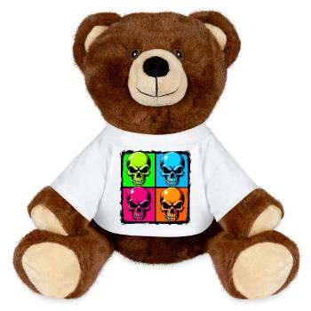 Colourful skulls - MiniFeet® RecycelBär® Teddy Bear Brown - white - Front