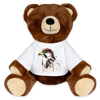 Faucon géométrique – élégance et précision - Nounours RecycelBär® marron - blanc - Devant