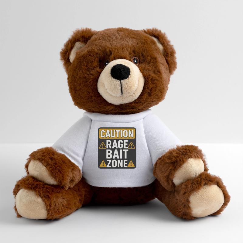 Caution Rage Zone, Funny Sarcastic Saying  MiniFeet® RecycelBär® Teddy Bear Brown