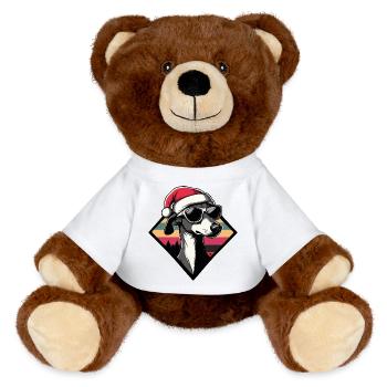 Chien avec chapeau de Noël - Nounours RecycelBär® marron - blanc - Devant