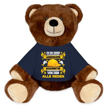 Bauleiter Geschenke Bauarbeiter Strassenbau - MiniFeet® RecycelBär® Braun - French Navy - Vorne
