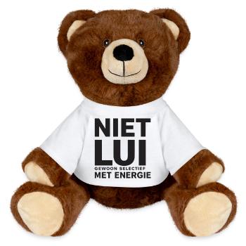 Nicht faul. Einfach selektiv mit der Energie. - MiniFeet® RecycelBär® Braun - Weiß - Vorne