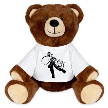 Caution Turtle - MiniFeet® RecycelBär® Teddy Bear Brown - white - Front