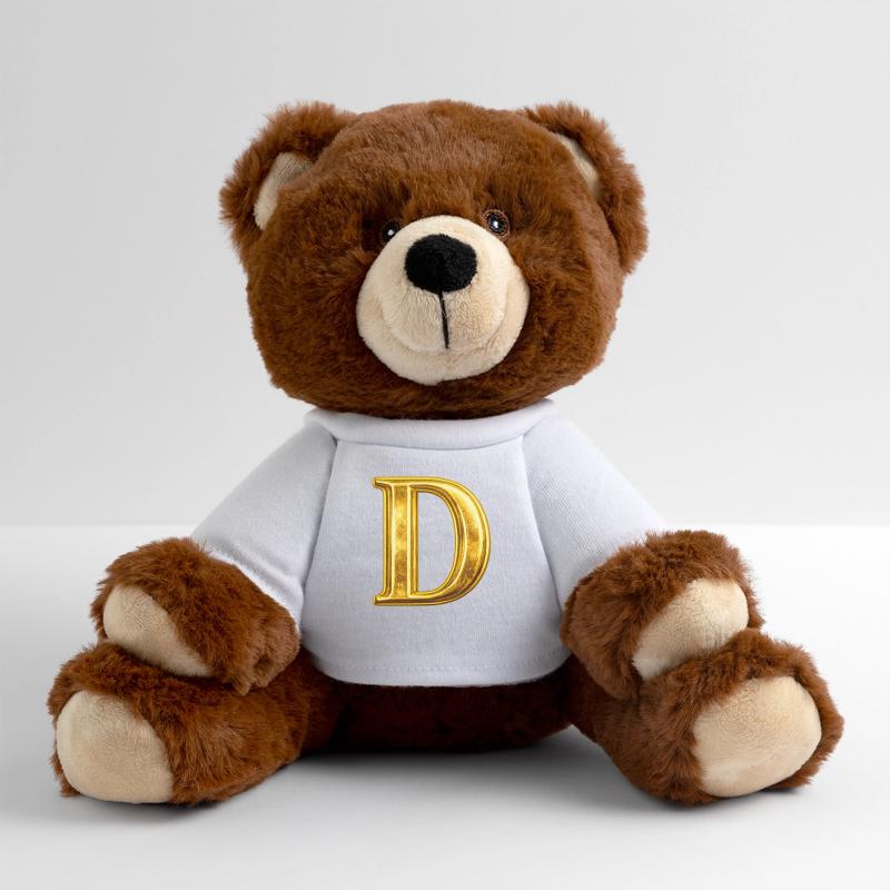 Gold D Monogram MiniFeet® RecycelBär® Teddy Bear Brown