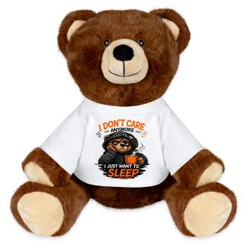 Grumpy Bear Sleep Tee Design - MiniFeet® RecycelBär® Teddy Bear Brown - white - Front