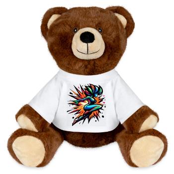 Colorful Neon Sprinter - MiniFeet® RecycelBär® Teddy Bear Brown - white - Front