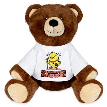 Wütendes Küken. Nerven Suchen - MiniFeet® RecycelBär® Braun - Weiß - Vorne