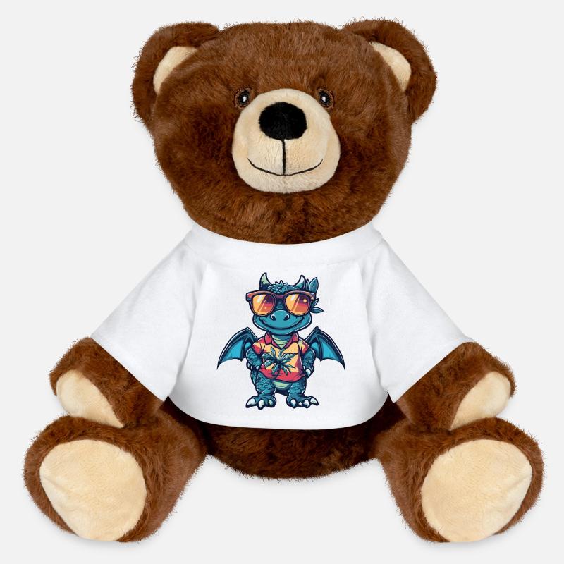 Dragon Comic Holiday - MiniFeet® RecycelBär® Teddy Bear Brown - white