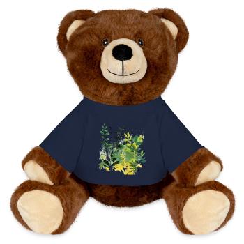 plants and music - high quality fashion print - MiniFeet® RecycelBär® Teddy Bear Brown - french navy - Front