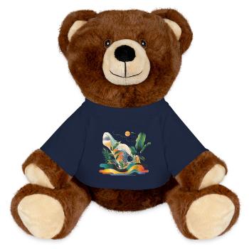 plants and music - high quality fashion print - MiniFeet® RecycelBär® Teddy Bear Brown - french navy - Front