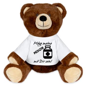Meine Medizin Gesundheit, Arzt, Sprüche,Geschenk - MiniFeet® RecycelBär® Braun - Weiß - Vorne