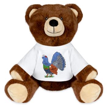 Fabulous capercaillie in a blaze of colour - MiniFeet® RecycelBär® Teddy Bear Brown - white - Front