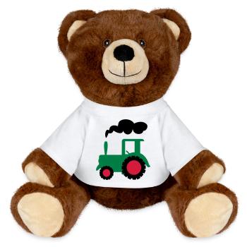 traktor trecker landwirtschaft - MiniFeet® RecycelBär® Braun - Weiß - Vorne
