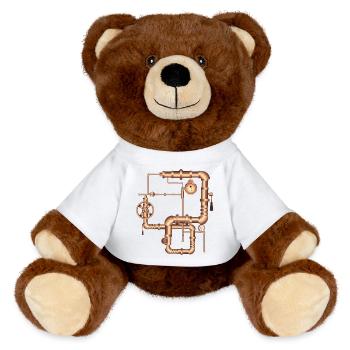 Style steampunk dans le look de la machine à vapeur - Nounours RecycelBär® marron - blanc - Devant