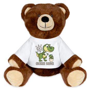 Dinosaurier Baby Dino Ei Lustig Bald Großer Bruder - MiniFeet® RecycelBär® Braun - Weiß - Vorne