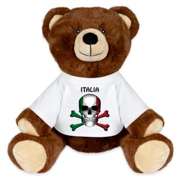 Skull Jolly Roger Pirate Flag Italia R6Z - MiniFeet® RecycelBär® Teddy Bear Brown - white - Front