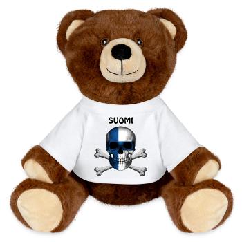 Skull Jolly Roger Pirate Flag Suomi R6Z - MiniFeet® RecycelBär® Teddy Bear Brown - white - Front