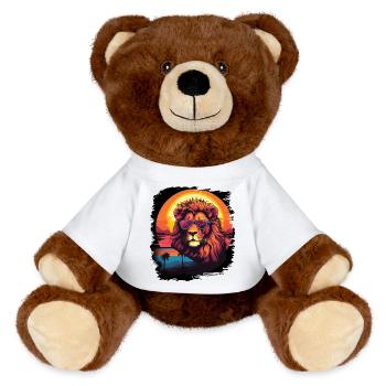 Lion Dog Church Sayings Cut Meme Design Awesome - MiniFeet® RecycelBär® Teddy Bear Brown - white - Front