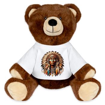 Amérindien Peau rouge d’Amérique - Nounours RecycelBär® marron - blanc - Devant