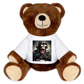 DJ Monkey - MiniFeet® RecycelBär® Teddy Bear Brown - white - Front