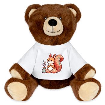 Écureuil yoga - Nounours RecycelBär® marron - blanc - Devant