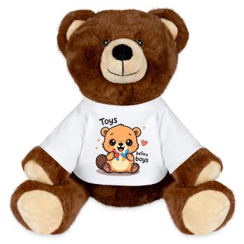 Jouets avant les garçons Des femmes torrides embarrassantes - Nounours RecycelBär® marron - blanc - Devant