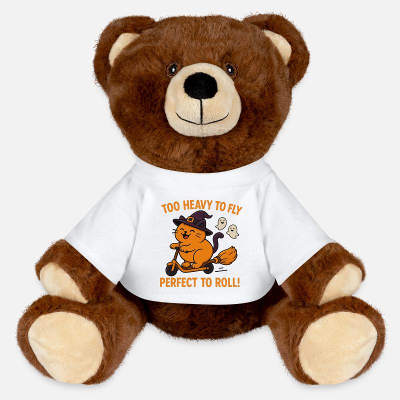 Katzen-Hexe auf Hexer- Scooter - Nounours RecycelBär® marron - blanc