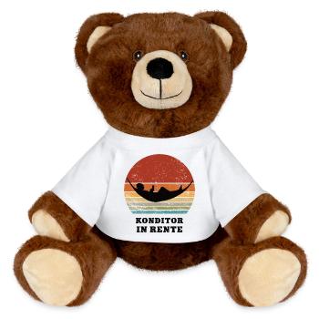 Pension Confectioner Pensioner Retired Confectionery Baker - MiniFeet® RecycelBär® Teddy Bear Brown - white - Front