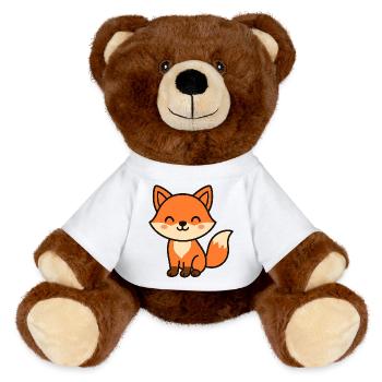 Niedlicher Fuchs Cartoon Motiv - MiniFeet® RecycelBär® Braun - Weiß - Vorne
