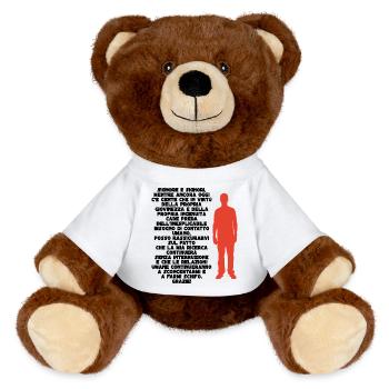 Rote menschliche Figur auf schwarzem Hintergrund - MiniFeet® RecycelBär® Braun - Weiß - Vorne